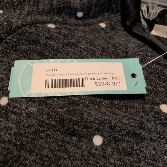 NWT Polka-Dot Knit Long-sleeve Top with One Shoulder Cut-Out and Velvet Bow XXL - Picture 2 of 3